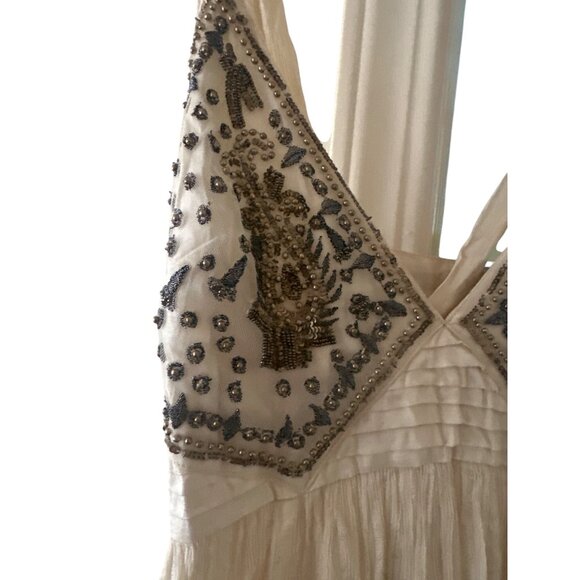 NWT Anthropologie Zvezda Beaded Embellished Maxi Dress Med Petite Boho - Picture 2 of 9